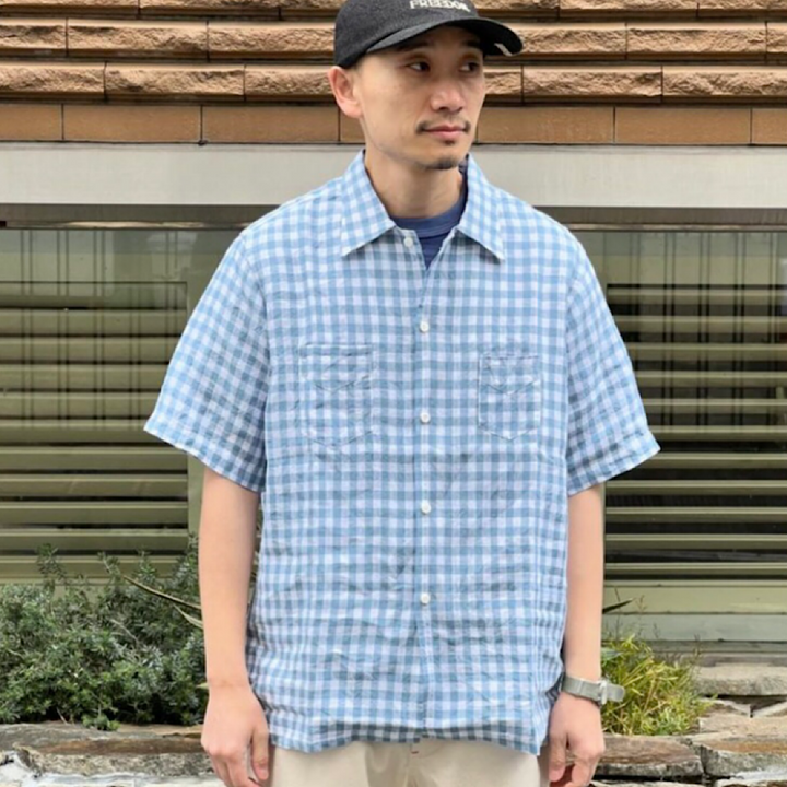POST O'ALLS - NEUTRA 4 S/S - Linen Block Check - 3211BS-LBC