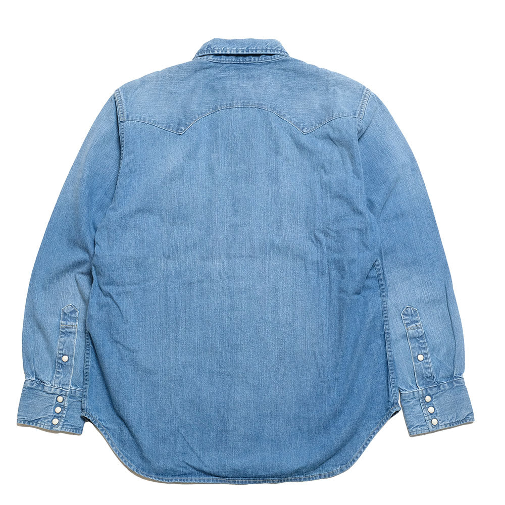 BURGUS PLUS - 8oz Denim Western Shirt - Used Wash - HBP-301WS-LU